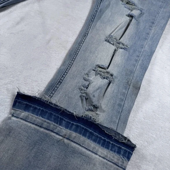 Rockstar Original Jeans Mens 42 Light Wash‎ Stacked Flare Distressed Skelman